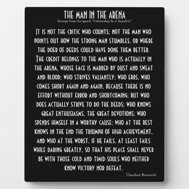 'The Man In The Arena' Plaque (Front)