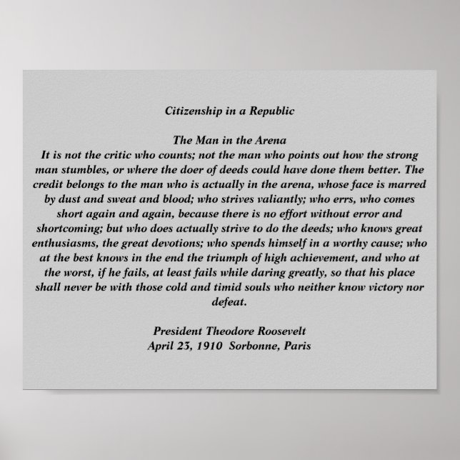 The Man in the Arena Poster (Front)