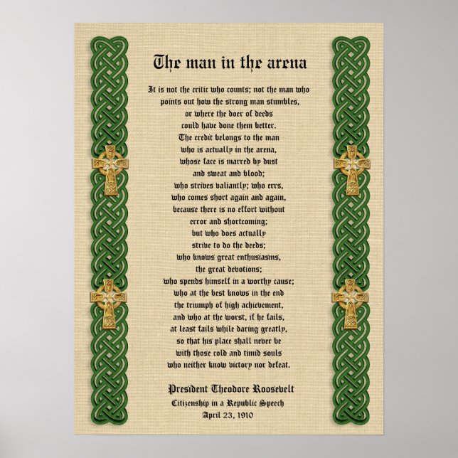 "The man in the arena" Theodore Roosevelt Poster (Front)