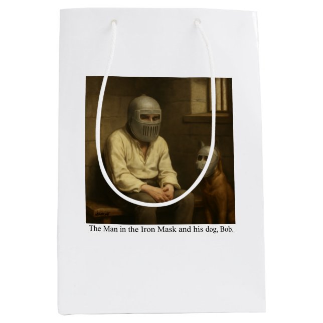 The Man in the Iron Mask and his dog, Bob. Medium Gift Bag (Front)