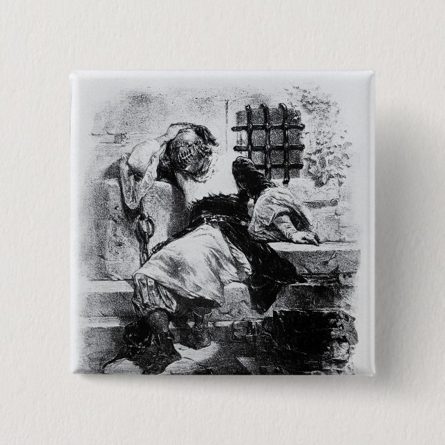 The Man in the Iron Mask in his Prison 2 Inch Square Button (Front)