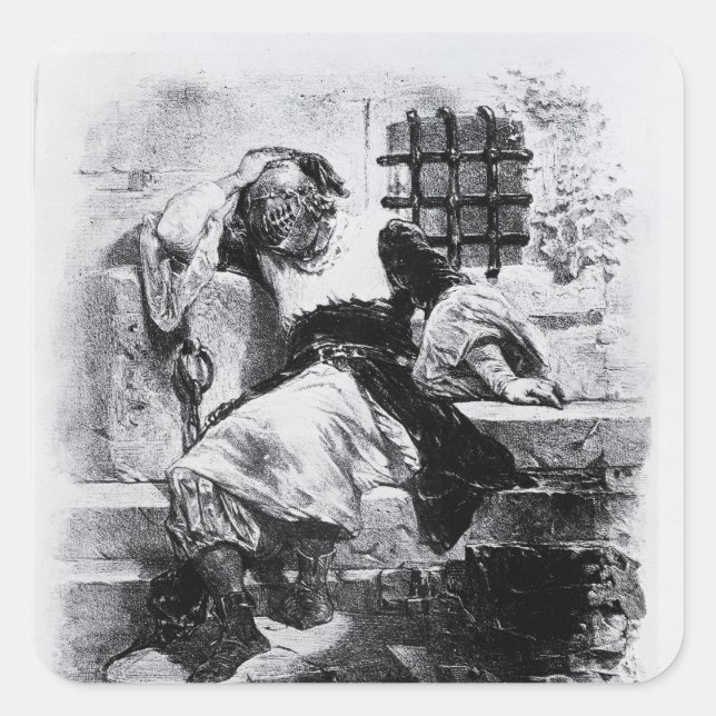 The Man in the Iron Mask in his Prison Square Sticker (Front)