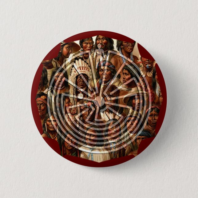 The Man in the Maze - folk style 2 Inch Round Button (Front)