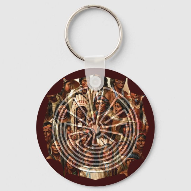 The Man in the Maze - folk style Keychain (Front)