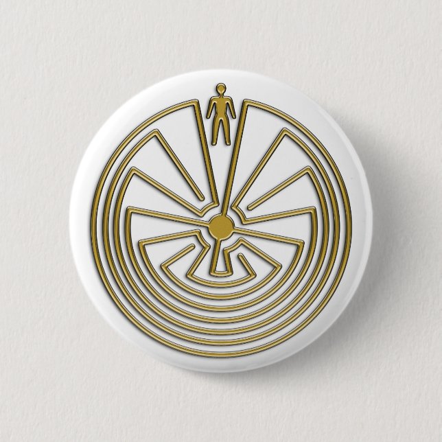 The Man in the Maze - gold 2 Inch Round Button (Front)
