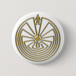 The Man in the Maze - gold 2 Inch Round Button