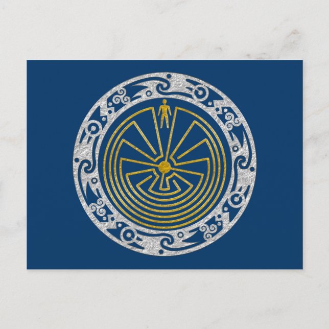 The Man in the Maze - Ornament gold silver Postcard (Front)