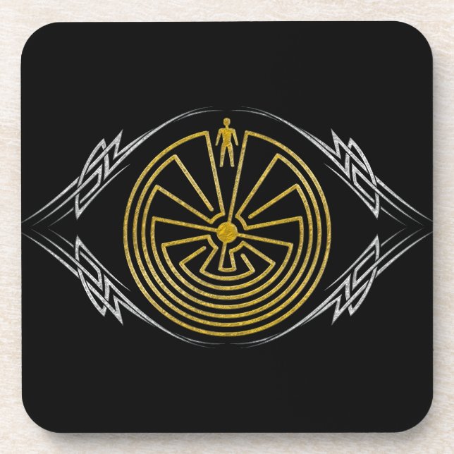 The Man in the Maze - Tribal gold silver Coaster (Front)