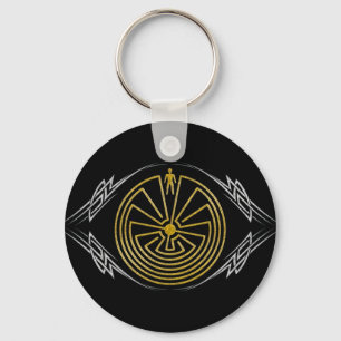 The Man in the Maze - Tribal gold silver Keychain
