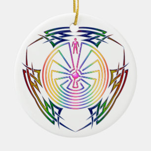 The Man in the Maze - Tribal Tattoo coloured Ceramic Ornament