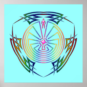 The Man in the Maze - Tribal Tattoo coloured Poster