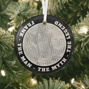 The man myth legend funny glass Christmas ornament