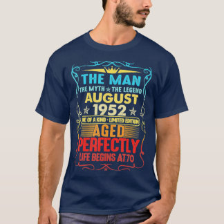 The Man Myth Legend Made In August 1952 70th Birth T-Shirt