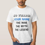 The man myth legend t shirt for 40th Birthday men<br><div class="desc">The man myth legend t shirt for 40th Birthday men. Personalizable with your name and age or customize it for someone else. Men's age humour. Cute fortieth Birthday gift idea for dad,  husband uncle,  grandpa,  brother etc. Funny personalized present for forty year old.</div>