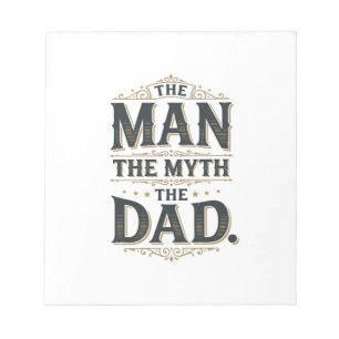 The Man The Myth The Dad Vintage Typography Shirt_ Notepad