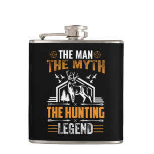 The Man, The Myth, The Hunting Legend - Deer Cabin Hip Flask