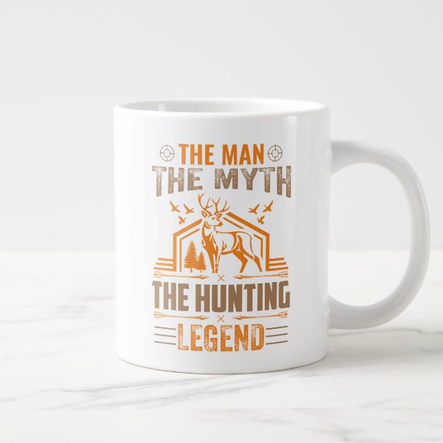 The Man, The Myth, The Hunting Legend - Deer Cabin Large Coffee Mug (Right)