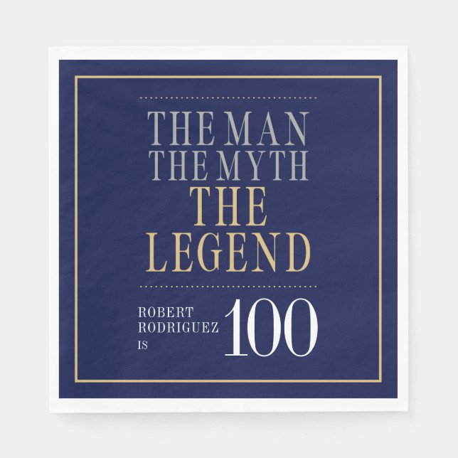 The Man The Myth The Legend 100th Birthday  Napkin (Front)