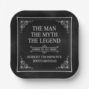 The Man The Myth The Legend 100th Birthday Paper Plate