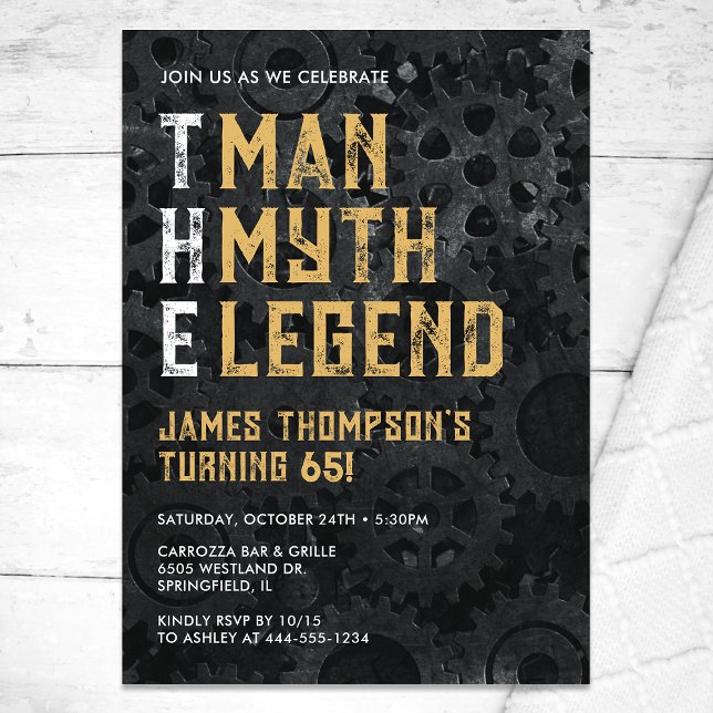 The Man The Myth The Legend 65th Birthday Invitation (Creator Uploaded)
