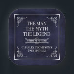 The Man The Myth The Legend 70th Birthday Blue Paper Plate<br><div class="desc">He IS The Man The Myth The LEGEND! His life has been an amazing adventure and it's time to celebrate his legacy and him. This textured navy blue paper with white type and white scrolled corners 70th Birthday 7" square paper plates are perfect for honouring and celebrating this incredible milestone...</div>
