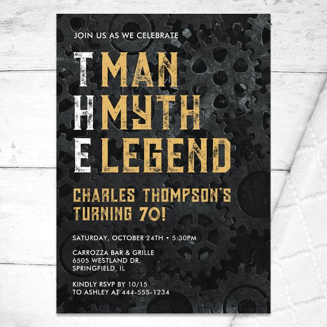 The Man The Myth The Legend 70th Birthday Invitation (Creator Uploaded)