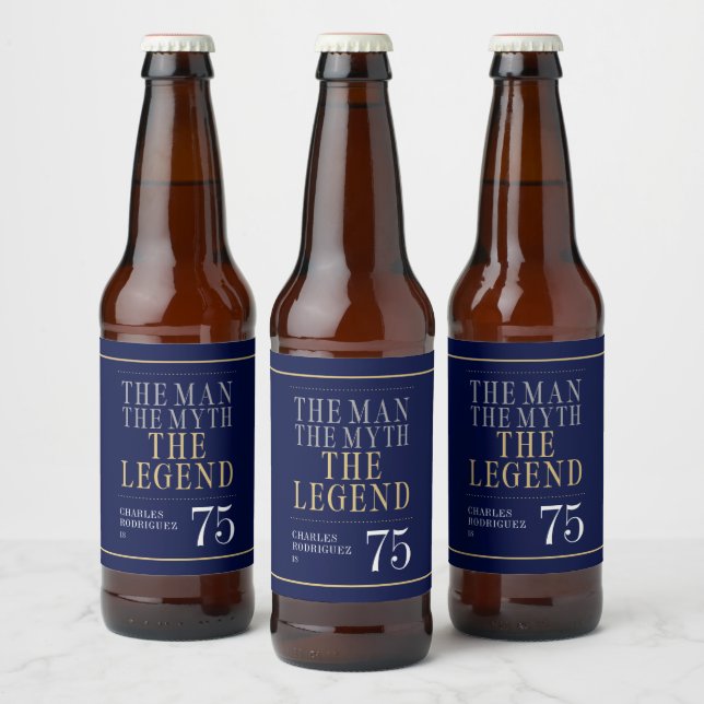 The Man The Myth The Legend 75th Birthday Beer Bottle Label (Bottles)