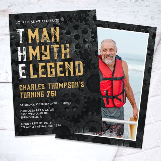 The Man The Myth The Legend 75th Photo Birthday Invitation (Creator Uploaded)