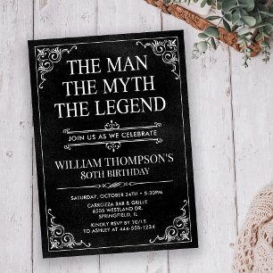 The Man The Myth The Legend 80th Birthday Invitation
