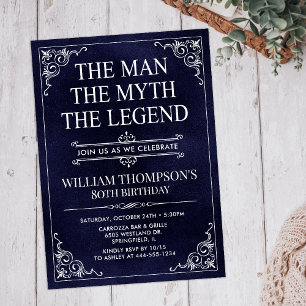 The Man The Myth The Legend 80th Birthday Invitation