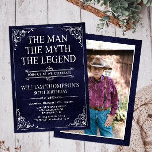 The Man The Myth The Legend 80th Birthday Photo Invitation