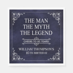 The Man The Myth The Legend 85th Birthday Blue Napkin