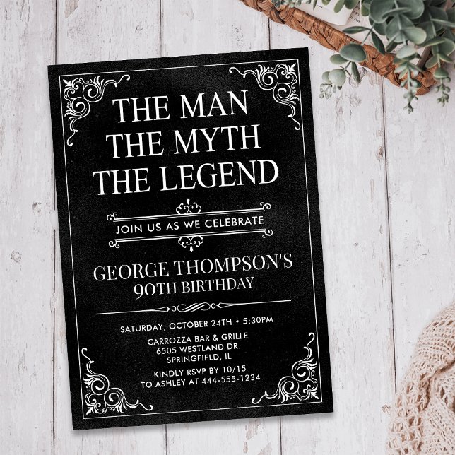 The Man The Myth The Legend 90th Birthday Invitation (Creator Uploaded)