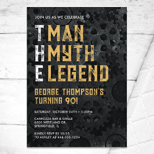 The Man The Myth The Legend 90th Birthday Invitation