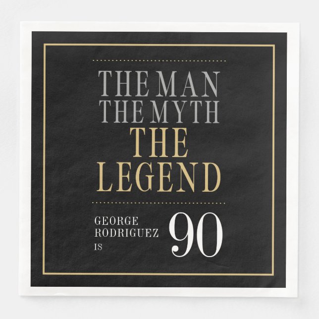 The Man The Myth The Legend 90th Birthday Napkin (Front)
