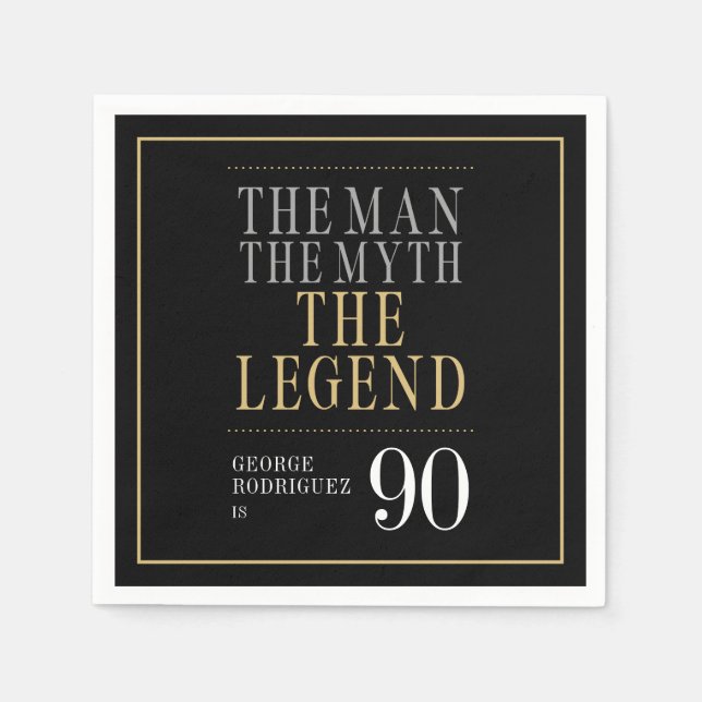 The Man The Myth The Legend 90th Birthday Napkin (Front)