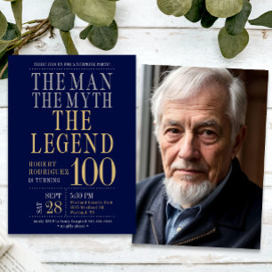 The Man The Myth The Legend Surprise 100 Birthday Invitation
