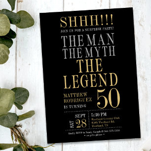 The Man The Myth The Legend Surprise 50th Birthday Invitation
