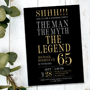 The Man The Myth The Legend Surprise 65th Birthday Invitation
