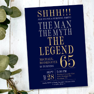 The Man The Myth The Legend Surprise 65th Birthday Invitation