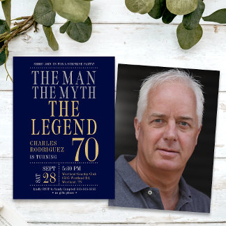 The Man The Myth The Legend Surprise 70th Birthday Invitation