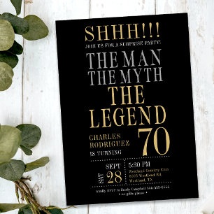 The Man The Myth The Legend Surprise 70th Birthday Invitation