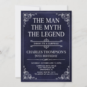 The Man The Myth The Legend Surprise 70th Birthday Invitation