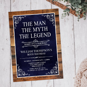 The Man The Myth The Legend Surprise 80th Birthday Invitation