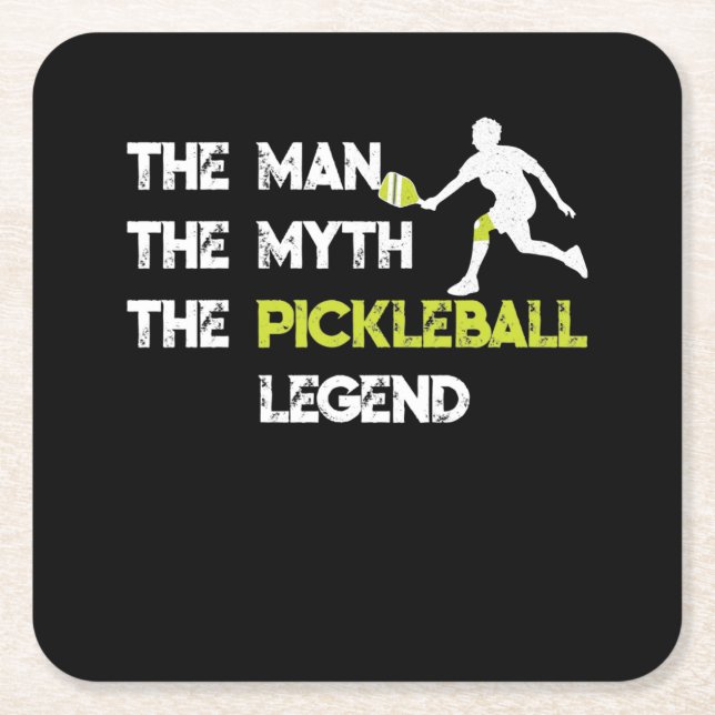 The Man The Myth The Pickleball Legend Square Paper Coaster (Front)