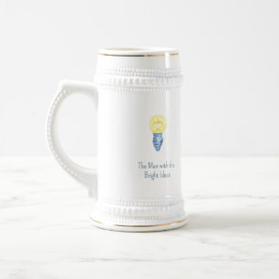 The Man with the Bright Ideas Lightbulb Beer Stein