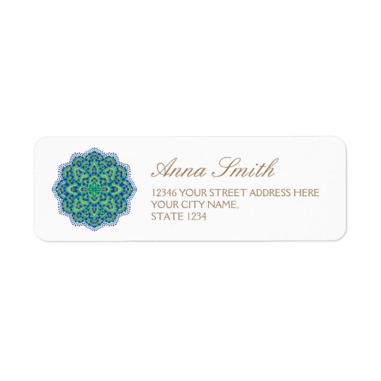 The Mandala-Cool Emerald Return Address Label