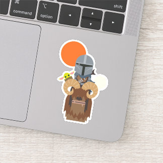 The Mandalorian and Child on Bantha Illustration