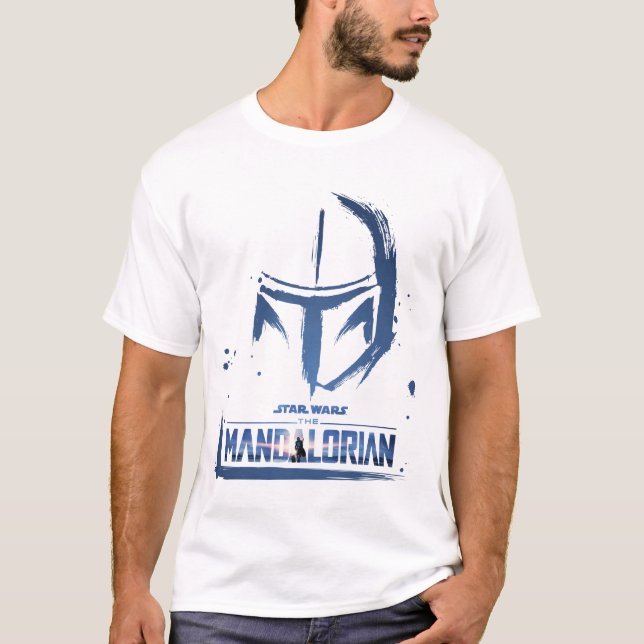 The Mandalorian Brush Stroke Helmet Logo T-Shirt (Front)