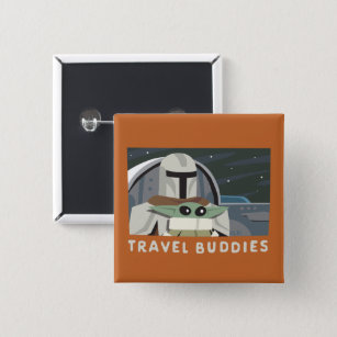 The Mandalorian & Grogu "Travel Buddies" Cartoon 2 Inch Square Button